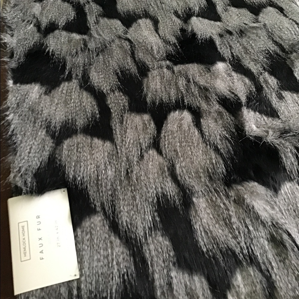 Faux Fur Rug black grey slip resistant 27 x 42 in